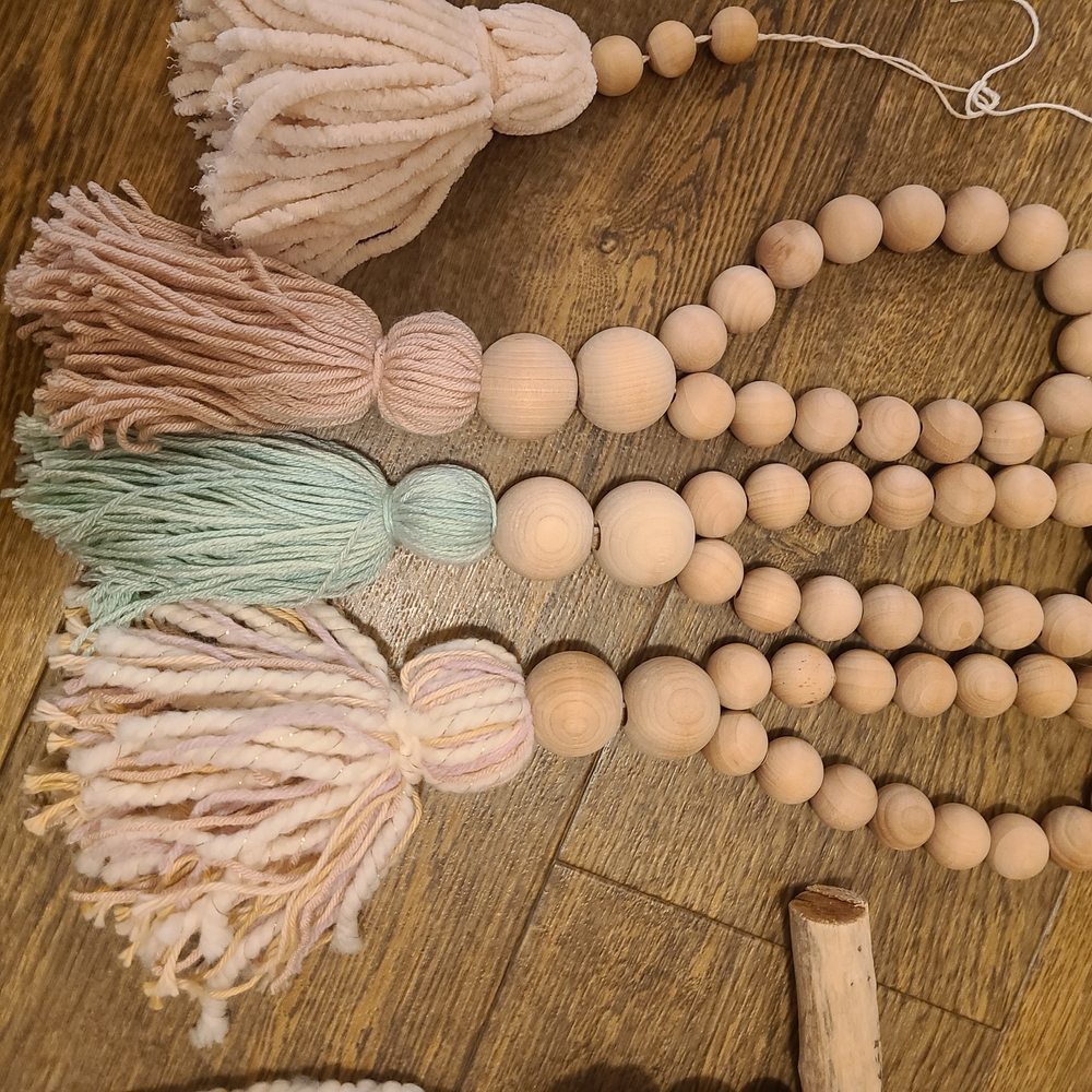 Wooden Bead Garland with Tassels - Picture 3 of 5